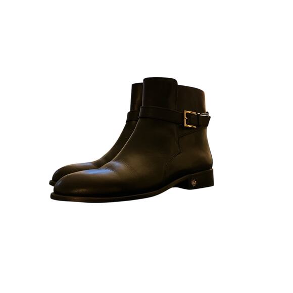Tory Burch Black Leather‎ Brooke Ankle Booties Size 10 - Picture 1 of 7
